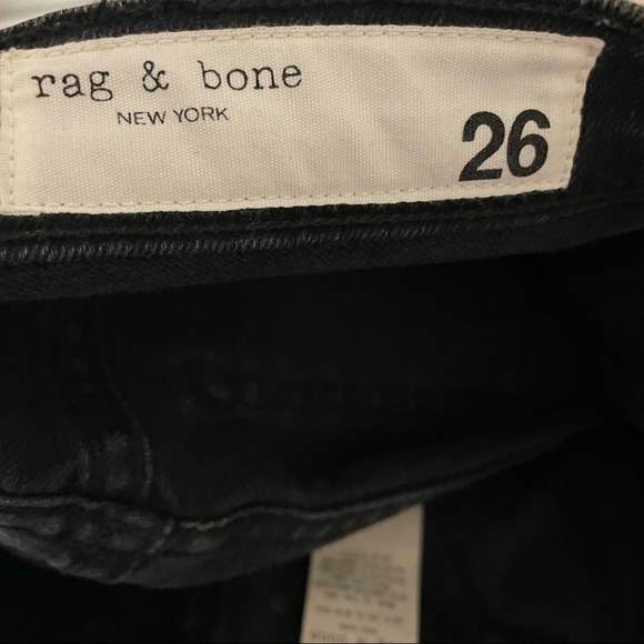 RAG & BONE High-Rise Black Distressed Nina Skinny Jeans Color Rock Wholes Sz 26 - Picture 9 of 11